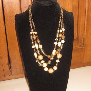 Glass Beaded Necklace Earth Tones